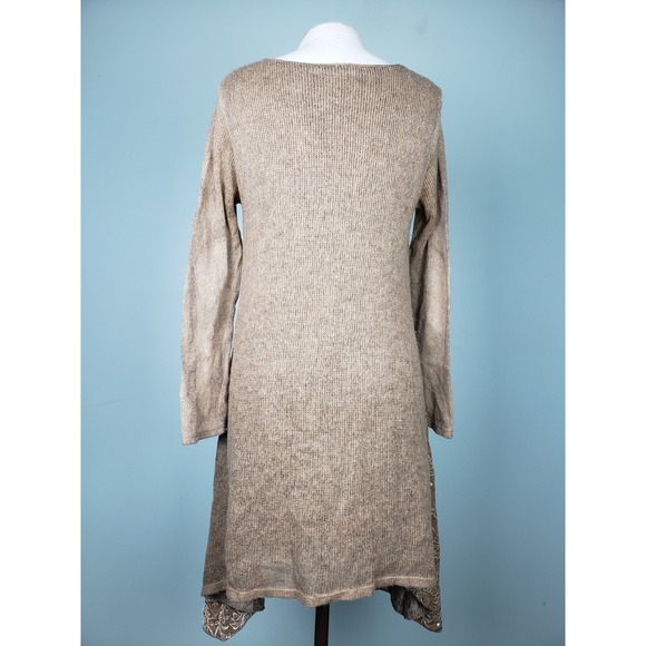 SCANDAL ITALY Women's S Dress Burlap Mohair Lagenlook Lace‎ Coastal Mixed Media - Picture 2 of 9